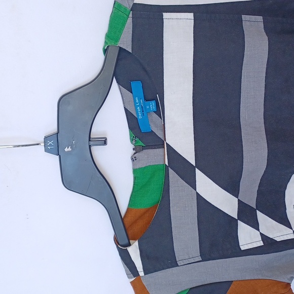 Derek Lam X Geometric Striped Linen Cotton Dress Sz. 6, 17" PTP, 32" L - Picture 3 of 7